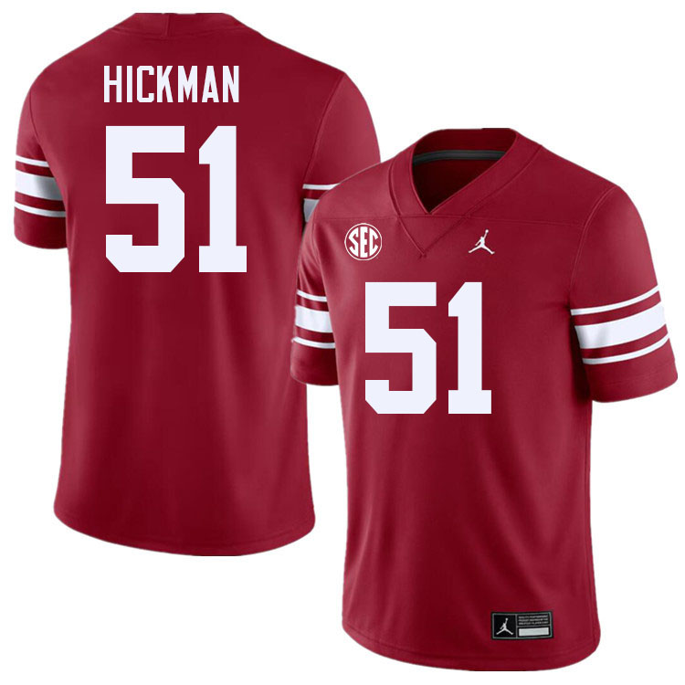 Men #51 Branson Hickman Oklahoma Sooners 2024 SEC Conference College Football Jerseys-Throwback